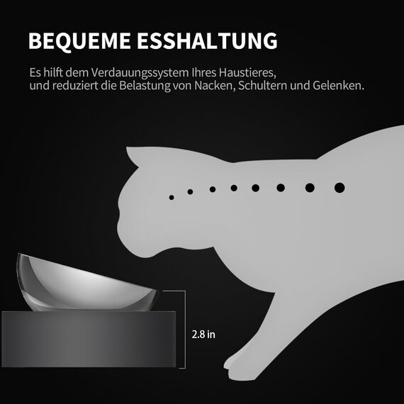 PETKIT CYBERTAIL Katzen Erhöhte Schüssel Edelstahl, Gekippter Hund Katzen Erhöhte Futternäpfe Lebensmittelqualität, rutschfeste No Spill Haustier Fütterungsschalen für Katzen und Kleine Hunde