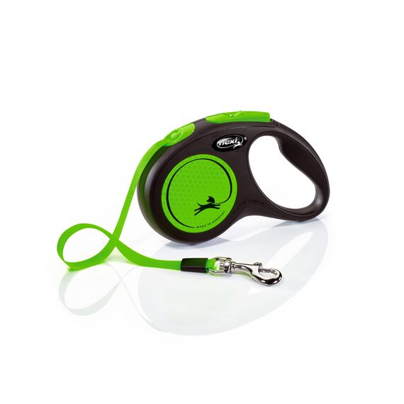 flexi® Neon S Gurt 5 m schwarz/neon-grün, Roll-Leine für Hunde bis 15 kg