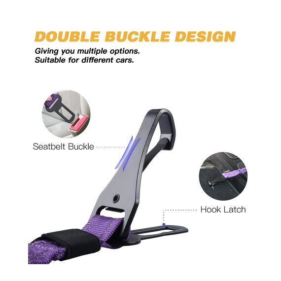AUBELL Anschnallgurt Hund Auto,Einstellbar Haustier Auto sicherheitsgurt für Hunde, Bungee Hunde Anschnallgurt Geschirr Tether mit Clip Haken-Verschluss & Schnalle, Swivel Karabiner,Lila