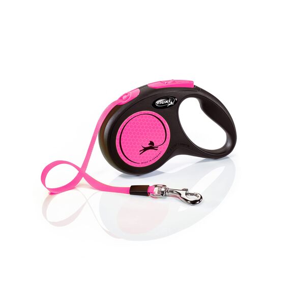 flexi® Neon S Gurt 5 m schwarz/neon-pink, Roll-Leine für Hunde bis 15 kg