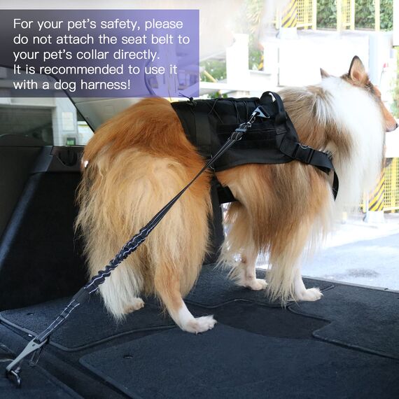 AUBELL Hunde-Sicherheitsgurt für Auto, 2er-Pack, 3-in-1, verstellbar, reflektierend, strapazierfähig, mit Clip, Hakenverschluss und Schnalle, Drehgelenk-Karabiner aus Zinklegierung, Schwarz + Schwarz