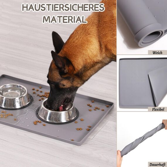 MateeyLife Napfunterlage Katzen, Napfunterlage Hund Groß, Hundenapf Kleine Hunde, Silikon Unterlage Hundenapf Grosse Hunde, rutschfeste Unterlage Katzennapf, Katzen Futternapf Matte, 55 x 35 cm