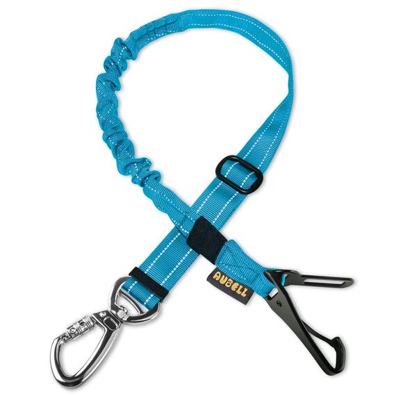 AUBELL Anschnallgurt Hund Auto,Einstellbar Haustier Auto sicherheitsgurt für Hunde, Bungee Hunde Anschnallgurt Geschirr Tether mit Clip Haken-Verschluss & Schnalle, Swivel Karabiner,Blau