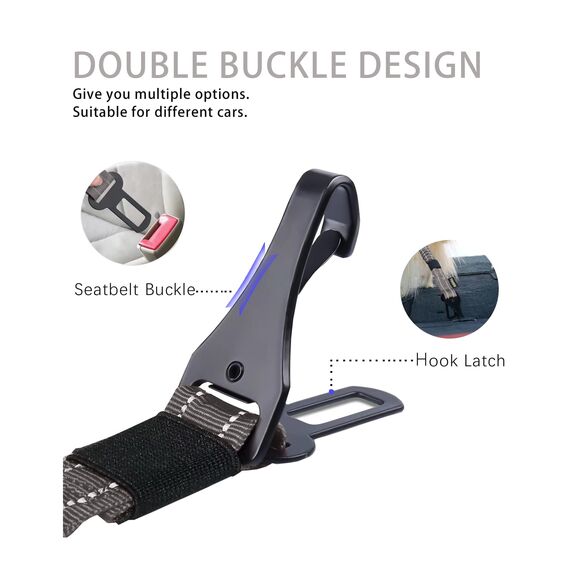 AUBELL Hunde-Sicherheitsgurt für Auto, 2er-Pack-Set, 3-in-1, verstellbar, reflektierend, Bungee, strapazierfähig, Hunde-Auto-Geschirr-Leine mit Clip-Haken-Verschluss & Schnalle, drehbarer Karabiner
