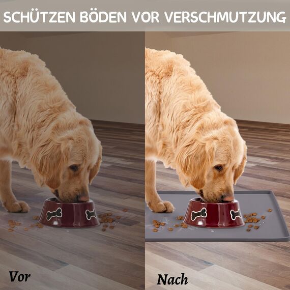MateeyLife Napfunterlage Katzen, Napfunterlage Hund Groß, Hundenapf Kleine Hunde, Silikon Unterlage Hundenapf Grosse Hunde, rutschfeste Unterlage Katzennapf, Katzen Futternapf Matte, 60 x 40 cm