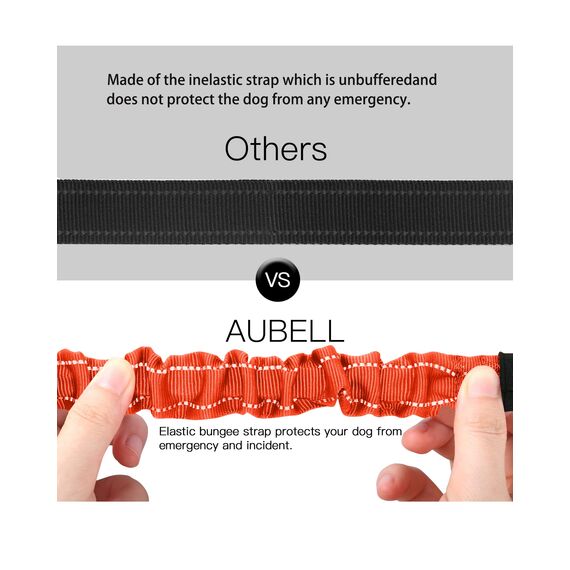 AUBELL Anschnallgurt Hund Auto,Einstellbar Haustier Auto sicherheitsgurt für Hunde, Bungee Hunde Anschnallgurt Geschirr Tether mit Clip Haken-Verschluss & Schnalle, Swivel Karabiner, Orange