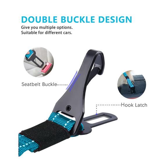 AUBELL Anschnallgurt Hund Auto,Einstellbar Haustier Auto sicherheitsgurt für Hunde, Bungee Hunde Anschnallgurt Geschirr Tether mit Clip Haken-Verschluss & Schnalle, Swivel Karabiner,Blau