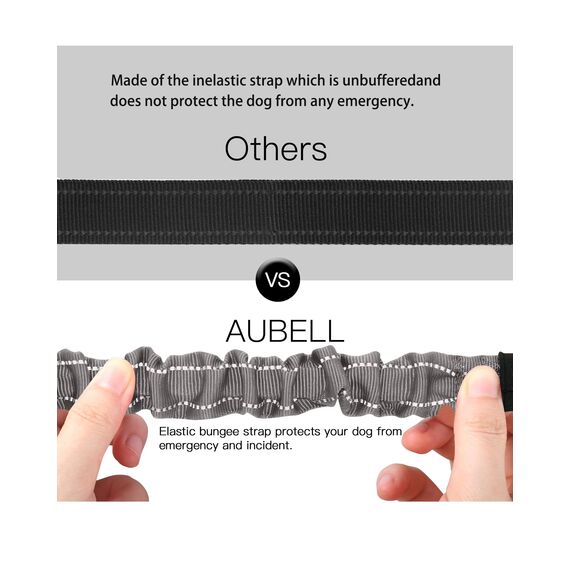 AUBELL Hunde-Sicherheitsgurt für Auto, 2er-Pack-Set, 3-in-1, verstellbar, reflektierend, Bungee, strapazierfähig, Hunde-Auto-Geschirr-Leine mit Clip-Haken-Verschluss & Schnalle, drehbarer Karabiner