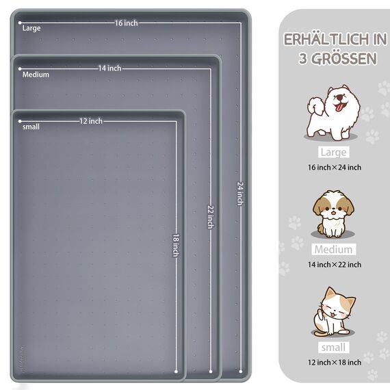 MateeyLife Napfunterlage Katzen, Napfunterlage Hund Groß, Hundenapf Kleine Hunde, Silikon Unterlage Hundenapf Grosse Hunde, rutschfeste Unterlage Katzennapf, Katzen Futternapf Matte, 55 x 35 cm