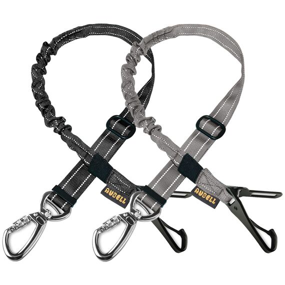 AUBELL Hunde-Sicherheitsgurt für Auto, 2er-Pack-Set, 3-in-1, verstellbar, reflektierend, Bungee, strapazierfähig, Hunde-Auto-Geschirr-Leine mit Clip-Haken-Verschluss & Schnalle, drehbarer Karabiner