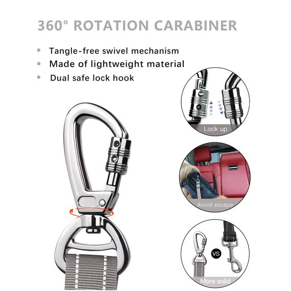 AUBELL Hunde-Sicherheitsgurt für Auto, 2er-Pack-Set, 3-in-1, verstellbar, reflektierend, Bungee, strapazierfähig, Hunde-Auto-Geschirr-Leine mit Clip-Haken-Verschluss & Schnalle, drehbarer Karabiner
