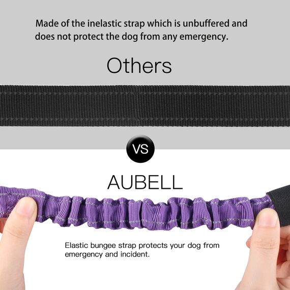 AUBELL Anschnallgurt Hund Auto,Einstellbar Haustier Auto sicherheitsgurt für Hunde, Bungee Hunde Anschnallgurt Geschirr Tether mit Clip Haken-Verschluss & Schnalle, Swivel Karabiner,Lila