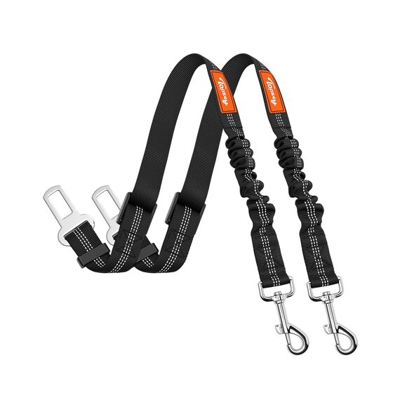 Toozey Hunde Sicherheitsgurt Auto, 2 Stück Hundesicherheitsgurte mit Elastischer Ruckdämpfung und Starke Karabiner, Einstellbar Hundegurt Höchste Sicherheit Anschnallgurt Hundeanschnaller fürs Hunde