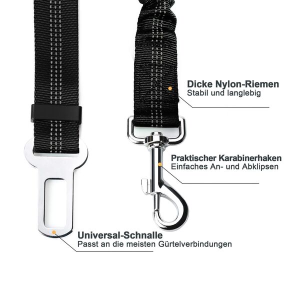 Toozey Hunde Sicherheitsgurt Auto, 2 Stück Hundesicherheitsgurte mit Elastischer Ruckdämpfung und Starke Karabiner, Einstellbar Hundegurt Höchste Sicherheit Anschnallgurt Hundeanschnaller fürs Hunde