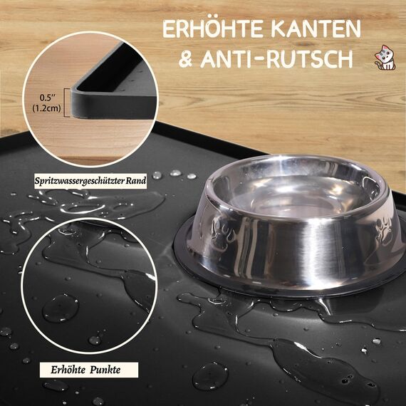 MateeyLife Napfunterlage Katzen, Napfunterlage Hund Groß, Hundenapf Kleine Hunde, Silikon Unterlage Hundenapf Grosse Hunde, rutschfeste Unterlage Katzennapf, Katzen Futternapf Matte, 45 x 30 cm
