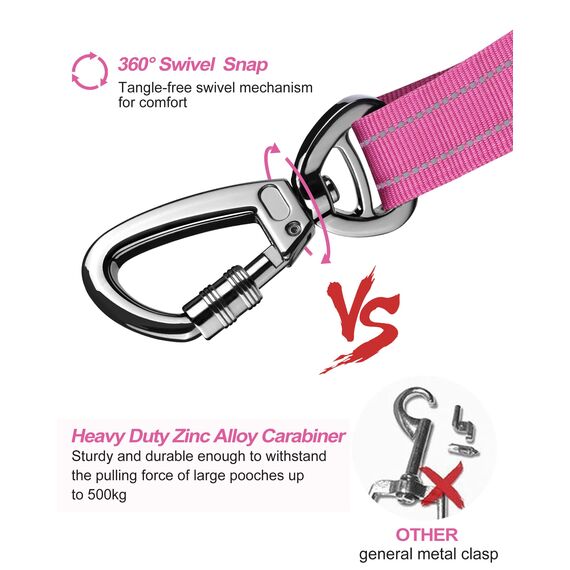 AUBELL Anschnallgurt Hund Auto,Einstellbar Haustier Auto sicherheitsgurt für Hunde, Bungee Hunde Anschnallgurt Geschirr Tether mit Clip Haken-Verschluss & Schnalle, Swivel Karabiner,Rosa