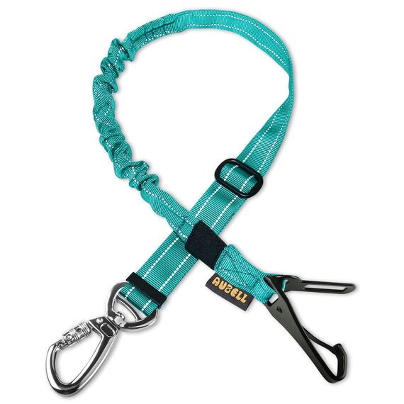 AUBELL Anschnallgurt Hund Auto,Einstellbar Haustier Auto sicherheitsgurt für Hunde, Bungee Hunde Anschnallgurt Geschirr Tether mit Clip Haken-Verschluss & Schnalle, Swivel Karabiner,Türkise