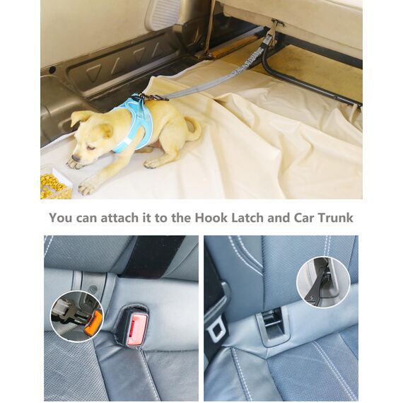 AUBELL Hunde-Sicherheitsgurt für Auto, 2er-Pack-Set, 3-in-1, verstellbar, reflektierend, Bungee, strapazierfähig, Hunde-Auto-Geschirr-Leine mit Clip-Haken-Verschluss & Schnalle, drehbarer Karabiner