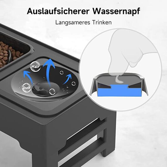 ELS PET Erhöhter Hundenapf: 2-in-1 Auslaufsicher Faltbarer Wassernapf & Langsamfutternapf mit 4 Höhenverstellbarer Napfständer für Große Mittelgroße Kleine Hunde & Haustiere zu Hause
