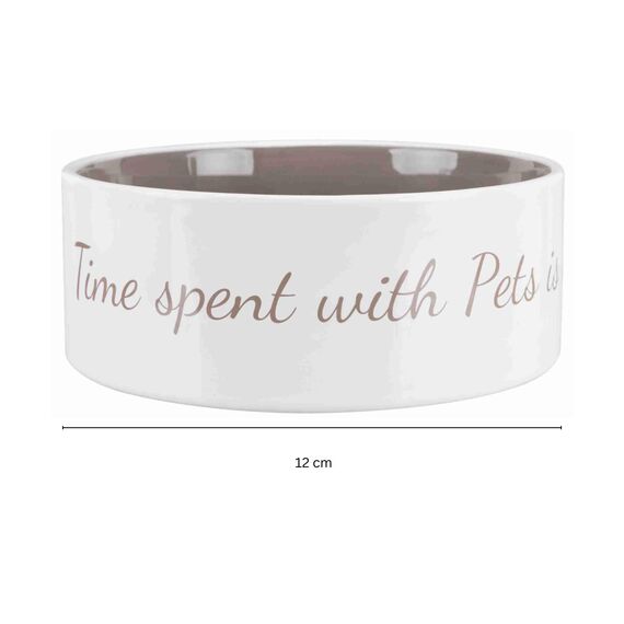 TRIXIE 25053 Napf Pet's Home, Keramik, 0,3 l/ø 12 cm, Creme/Taupe (Packung mit 2)