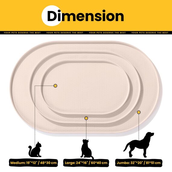 Conlun Napfunterlage Hund,1,2cm Hohe Ränder Futtermatte Katzen zur Vermeidung von Verschüttungen,BPA-Freie Silikonmatte mit Rand Gummi-Hundenapf Unterlage für Futter- und Wassernäpfe(Beige,48x30 cm)WT