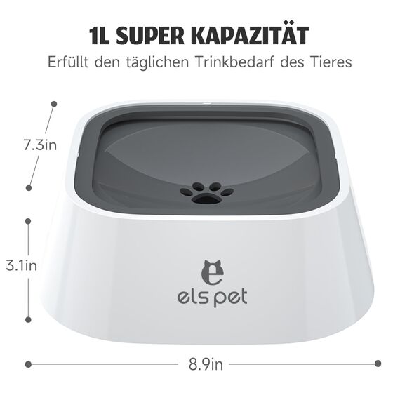 ELS PET Wassernapf für Hunde: 1L Auslaufsicher Trinknapf Hund Fressnapf Unterwegs, Anti-Schwapp Hundenapf Reisen für Haustiere & Innen & Draußen & Auto