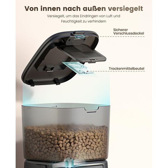 oneisall 3.5L Futterautomat Katze, WiFi Intelligenter Katzenfutter Automat, APP-Steuerung, 1-12 Mahlzeiten pro Tag, Futterspender für Katzen/Hunde, mit Edelstahlnapf (Schwarz)
