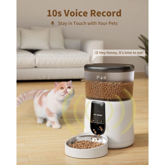 PUPPY KITTY Futterautomat Katze & Hund, 2,4 G WiFi intelligenter Katzenfutter Automat mit Edelstahlnapf für Trockenfutter, App-Steuerung, Sprachaufzeichnung, 1-10 Mahlzeiten pro Tag