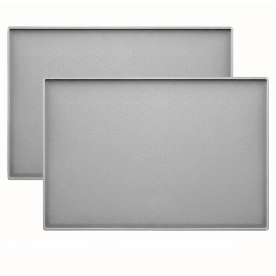 Conlun Hunde Futtermatte Katzen Futtermatte, Rutschfestes Design, 100% wasserdichte Haustierfutter Matte, erhöhter Rand,um EIN Auslaufen von Wasser oder Lebensmitteln zu vermeiden(2er-Set,48x30 cm)