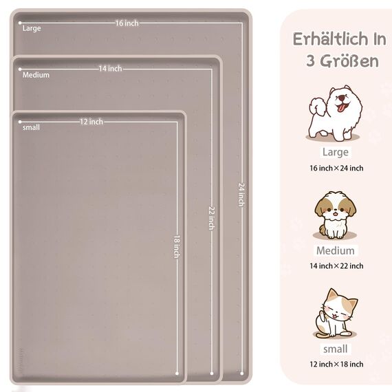 MateeyLife Napfunterlage Katzen, Napfunterlage Hund Groß, Hundenapf Kleine Hunde, Silikon Unterlage Hundenapf Grosse Hunde, rutschfeste Unterlage Katzennapf, Katzen Futternapf Matte, 55 x 35 cm