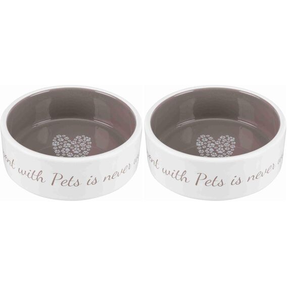 TRIXIE 25053 Napf Pet's Home, Keramik, 0,3 l/ø 12 cm, Creme/Taupe (Packung mit 2)