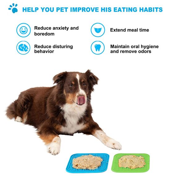 Lesipee Leckmatte Hund, 2 Stück, Schleckmatte Hund mit Silikonspatel und Bürste, Angstlinderung, Hundespielzeug, Futtermatte für Butter, Joghurt, Fellpflege & Klauenpflege, BPA-frei