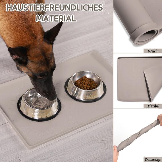 MateeyLife Napfunterlage Katzen, Napfunterlage Hund Groß, Hundenapf Kleine Hunde, Silikon Unterlage Hundenapf Grosse Hunde, rutschfeste Unterlage Katzennapf, Katzen Futternapf Matte, 55 x 35 cm
