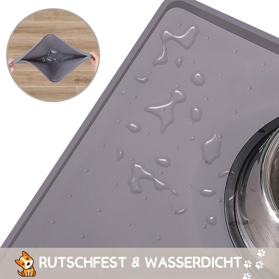 MateeyLife Napfunterlage Katzen, Napfunterlage Hund Groß, Hundenapf Kleine Hunde, Silikon Unterlage Hundenapf Grosse Hunde, rutschfeste Unterlage Katzennapf, Katzen Futternapf Matte, 45 x 30 cm