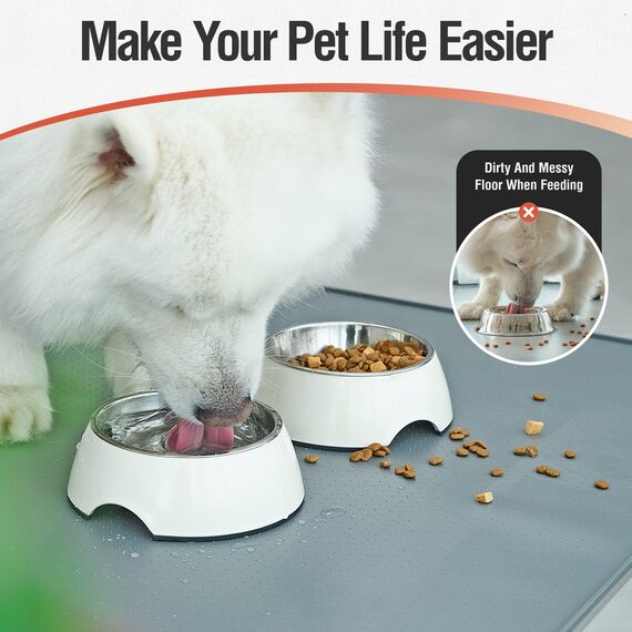 Conlun Hunde Futtermatte Katzen Futtermatte, Rutschfestes Design, 100% wasserdichte Haustierfutter Matte, erhöhter Rand,um EIN Auslaufen von Wasser oder Lebensmitteln zu vermeiden, spülmaschinenfest