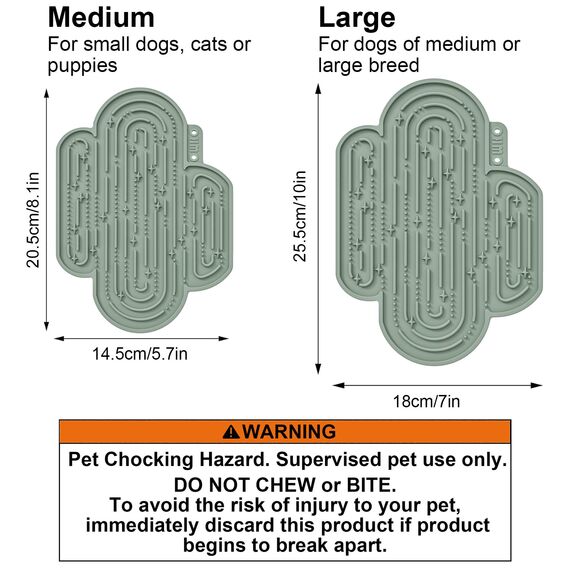 OHMO Schleckmatte Hund Groß, Leckmatte für Welpen Katze - 2 Pcs Cute Cactus Design, für Haustier Angst Relief und langsam füttern, Lebensmittelqualität Silikon (Kaktus&Hellgrün)