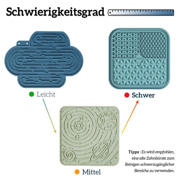 OHMO Schleckmatte Hund, Leckmatte für Welpen Katze 2 Pcs für Haustier, Angst Relief und langsam füttern Leicht zu Reinigen, Lebensmittelqualität Silikon BPA-frei