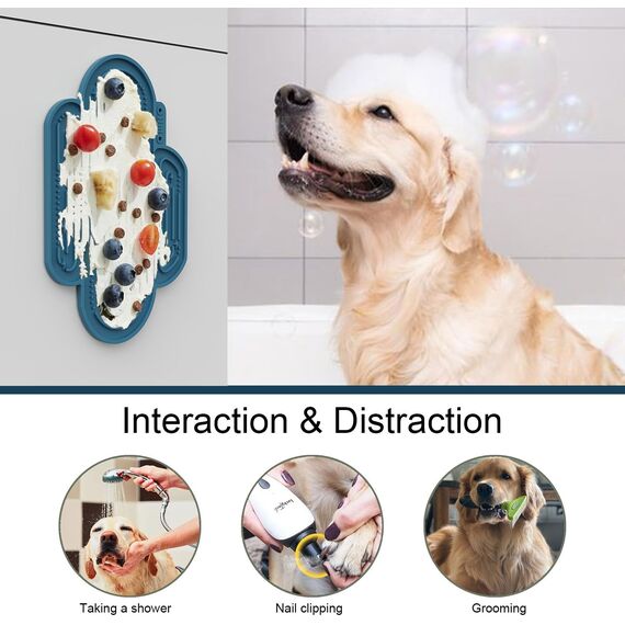 OHMO Schleckmatte Hund Groß, Leckmatte für Welpen Katze - 2 Pcs Cute Cactus Design, für Haustier Angst Relief und langsam füttern, Lebensmittelqualität Silikon (Dunkelblau & Hellblau)
