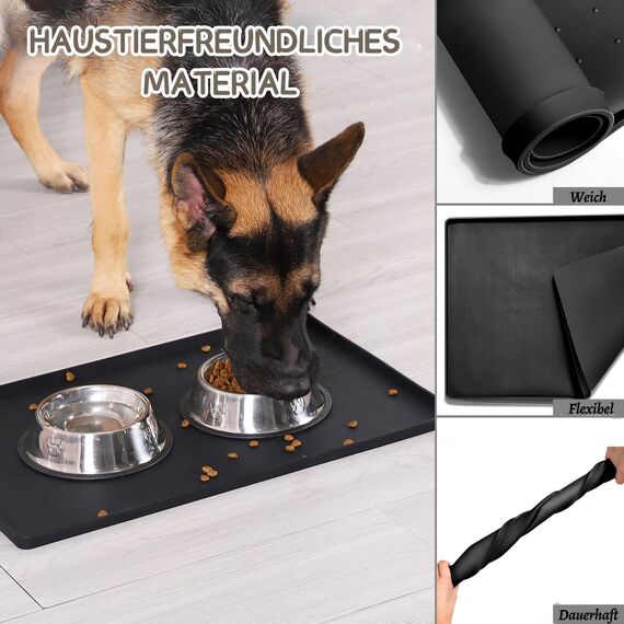 MateeyLife Napfunterlage Katzen, Napfunterlage Hund Groß, Hundenapf Kleine Hunde, Silikon Unterlage Hundenapf Grosse Hunde, rutschfeste Unterlage Katzennapf, Katzen Futternapf Matte, 55 x 35 cm