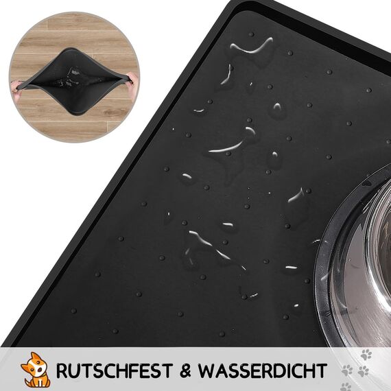 MateeyLife Napfunterlage Katzen, Napfunterlage Hund Groß, Hundenapf Kleine Hunde, Silikon Unterlage Hundenapf Grosse Hunde, rutschfeste Unterlage Katzennapf, Katzen Futternapf Matte, 55 x 35 cm