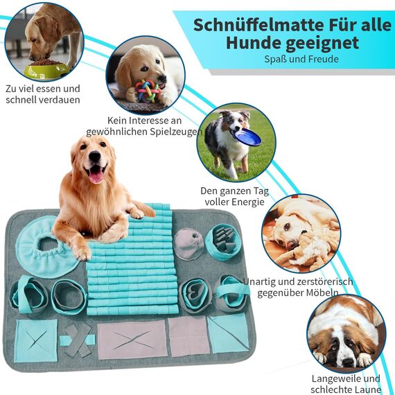 Futtermatte Trainingsmatte Hund SchnüFfelteppich Waschbar Trainingsmatte SchnüFfelteppich FüR Hunde Riechen Trainieren Gegen Langeweile Und Anregung LangsamfüTterungsunterlage FüR Welpen(66 * 42cm)