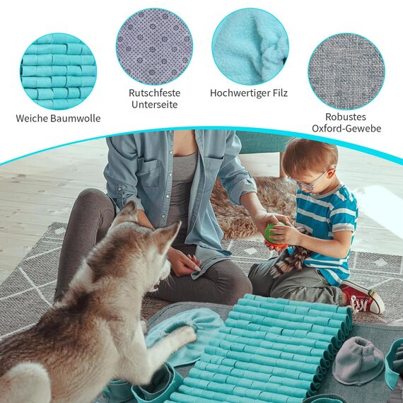 Futtermatte Trainingsmatte Hund SchnüFfelteppich Waschbar Trainingsmatte SchnüFfelteppich FüR Hunde Riechen Trainieren Gegen Langeweile Und Anregung LangsamfüTterungsunterlage FüR Welpen(66 * 42cm)