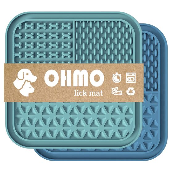 OHMO Schleckmatte Hund, Leckmatte für Welpen Katze 2 Pcs für Haustier, Angst Relief und langsam füttern Leicht zu Reinigen, Lebensmittelqualität Silikon BPA-frei