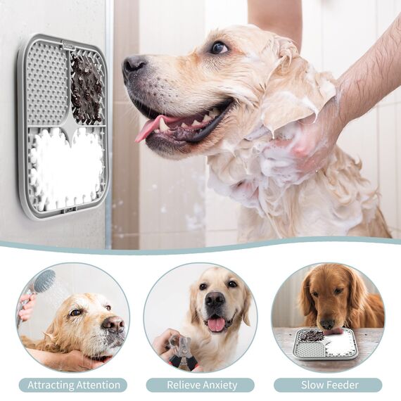Coomazy Leckmatte Hund, 2 Stück Schleckmatte Hund mit Schwarze Spatel und Bürste Slow Feeder Hunde Leckmatte für Baden, Fellpflege