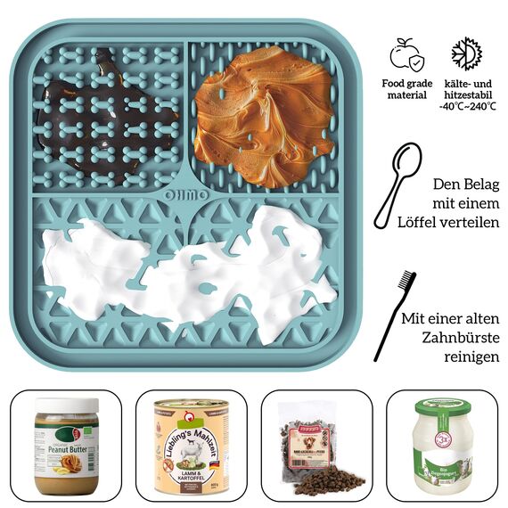 OHMO Schleckmatte Hund, Leckmatte für Welpen Katze 2 Pcs für Haustier, Angst Relief und langsam füttern Leicht zu Reinigen, Lebensmittelqualität Silikon BPA-frei