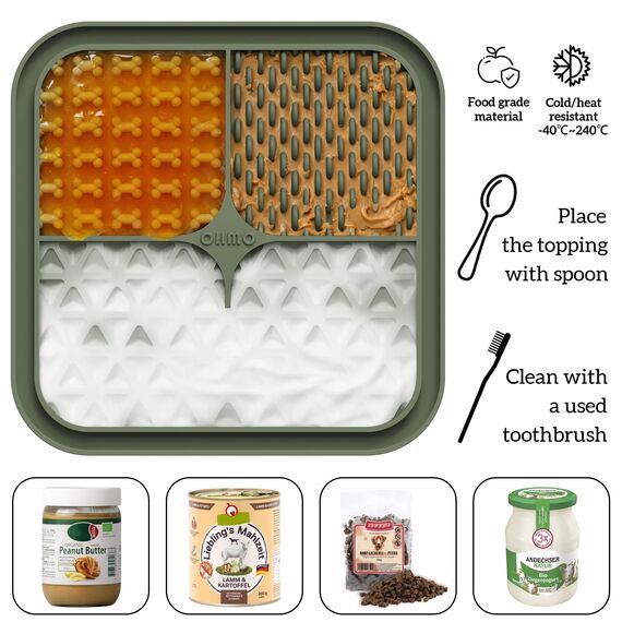 OHMO Schleckmatte Hund, 2 Stück Leckmatten für Welpen Katzen zur Beruhigung und Beschäftigung, Einfach zu reinigen aus BPA freiem Silikon (Kaktus&Hellgrün)