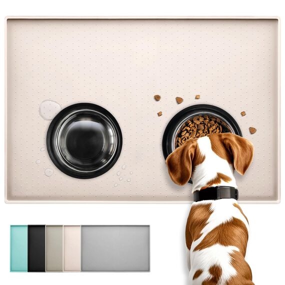 Conlun Hunde Futtermatte Katzen Futtermatte, Rutschfestes Design, 100% wasserdichte Haustierfutter Matte, erhöhter Rand,um EIN Auslaufen von Wasser oder Lebensmitteln zu vermeiden, spülmaschinenfest