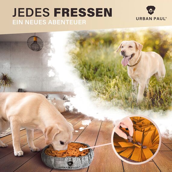 URBAN PAUL Schnüffelteppich für Hunde - Beste Materialien - extrem widerstandsfähiges Hundespielzeug - größenverstellbar und waschbar (grau)