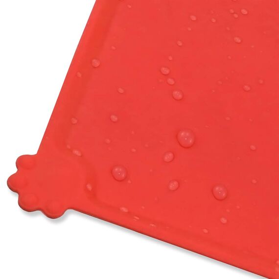 Joytale Silikon-Futtermatte für Hunde, rutschfeste wasserdichte Futtermatte mit erhöhtem Rand für Hunde und Katzen,53 x 37cm,Rot