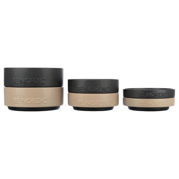 TRIXIE Hundenapf aus Keramik BE Nordic 1200 ml Taupe - moderner Fressnapf für große Hunde ø 18 cm Keramiknapf mit Rutschfester Gummierung - 24527 (Packung mit 2)
